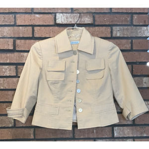 Gene Meyer Womens Beige Short Blazer Polka Dot 3/4 Sleeve Size 6